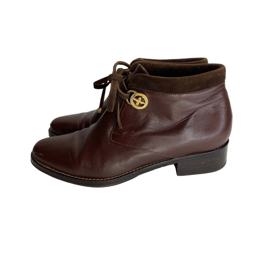 Roberto Botticelli Brown Leather & Suede Parlanti Ankle Boots with Gold Hardware